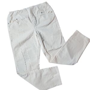 COLDWATER CREEK | Cotton Cream Corduroy Pull On Elastic Waist Pocket Pants | 10